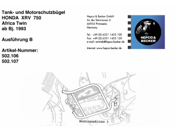 Barras de protección superior para Honda XRV 750 Africa Twin (1993-2003)
