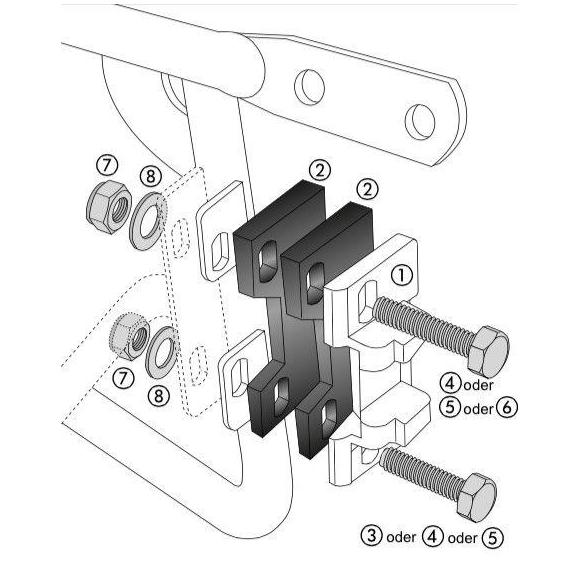 Adaptador de cerradura con placa angular para portamaletas laterales de aluminio Estándar/Exclusivo (1 lado)