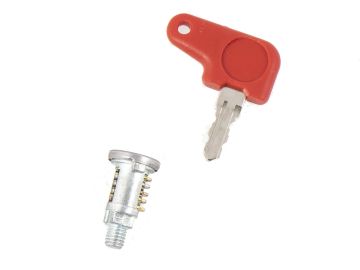 Cilindro de cierre roscado con 1 llave para baúles Orbit 54 / Journey 30/40/50 con pulsador rojo en la cerradura