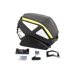 Bolsa trasera moto Royster Sport con fijación básica. Amarillo flúor / Negra.